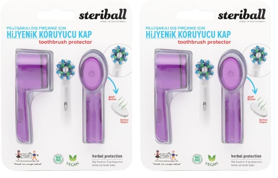 STERIBALL ŞARJLI VE PİLLİ DİŞ FIRÇALARI İÇİN HİJYENİK DİŞ FIRÇASI KORUMA KABI-2'Lİ MOR X 2 2li paket