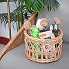 Round Wicker Basket, Woven Hollow Willow Storage Basket for Decoration Organizing Shelves
