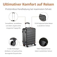 Amazon Basics Hartschalen-Kabinen-Koffer, ABS-Handgepäck, Kratzfest, 360°-Doppelrollen, 55cm x 40cm x 20cm, 30l, Schwarz, für Priority und Extra-Kabinengepäck – Ansicht 2