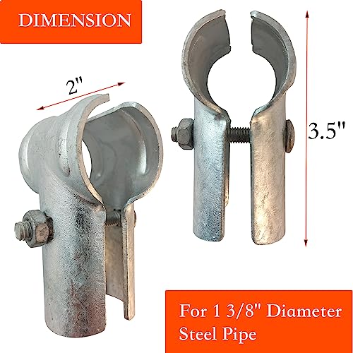 End Rail T Clamps, Chainlink Fence Parts, Galvanized Fence Parts With Galvanized Steel. T Link Post Clamps, T Clamps. Chain Link Fence T Clamp Made To Fit 1 3/8\" (1-3/8\" x 1-3/8\" (8 PCS) - Thumbnail 2