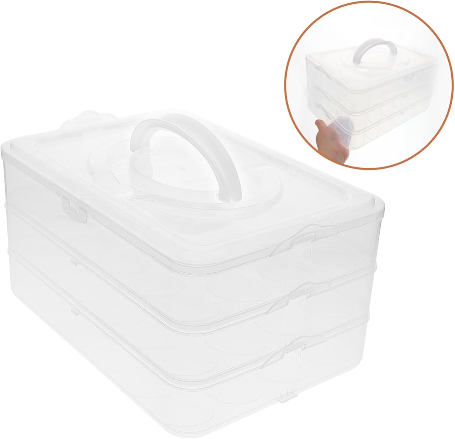 Portable Tray with Lid Stackable Container for Eggs for Parties Holidays and Kitchen Use Design Locking Mechanism and Handle
