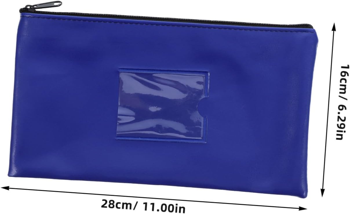 2pcs PU Leather Zipper Utility Deposit Bag with Window for Bills and Coins Cash Wallet with Blank Card Portable Money Pouch for Checks and Payments