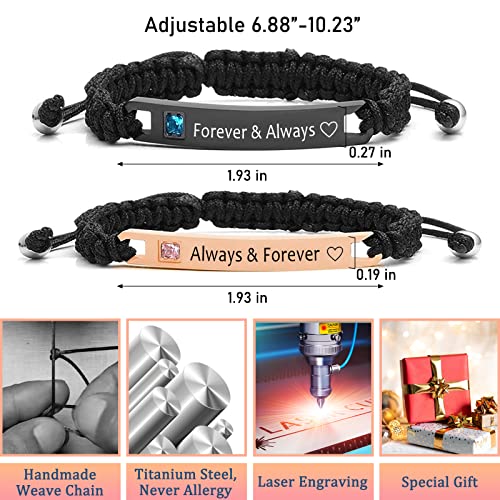 Jubope Couples Bracelets Matching Bracelets For Couples Handmade Braided Rope Couple Bracelet Valentines Day Christmas Couple Gift For Him Her(B-Forever & Always) #TOP1