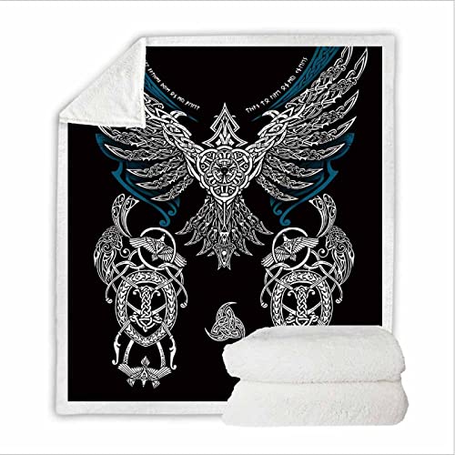 RFFLUX Viking Couverture Bébé 70x100 cm 1 Personne Douce et Chaude Couverture Polaire en Microfibre Sherpa Couverture de Lit Confortable 3D Viking Plaid Couverture Blanket Cover
