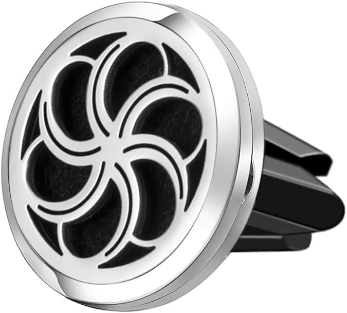 Wild Essentials - Difusor de ventilación de coche de aceite esencial en espiral, colgante de medallón de acero inoxidable con 8 almohadillas de
