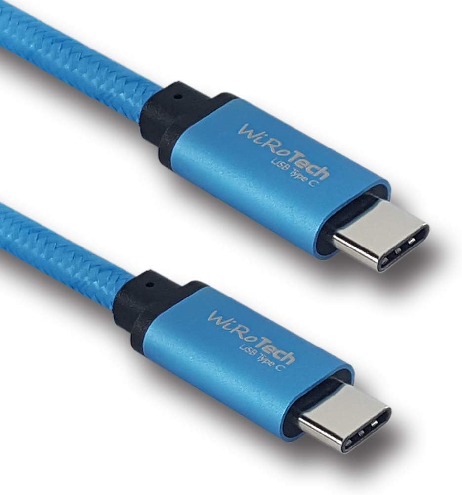 USB C Cable, WiRoTech Light Blue USB-C to USB-C Fast Charging Cable (10 feet, Light Blue)