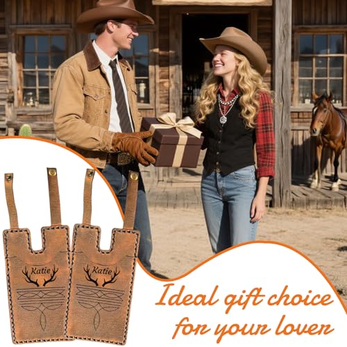 HJX Personalized 2 Pcs Fashion Western Boot Wallet for Women, Custom Handcrafted Leather Credit Card Cash Holder with Snap Strap, Small Boot Wallet Gift 7