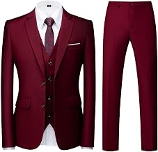 KUDORO Men's 3-Piece Slim Fit Tuxedo Suit Single Breasted Two Buttons Men Suits 3 Piece for Wedding Business Party Comfort Blazer Jacket and Trousers Vest