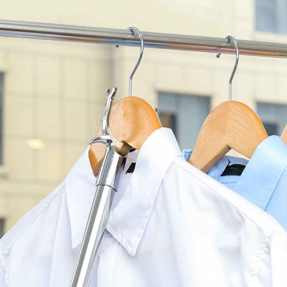 Clothesline Pole Retractable Reach Rod for Balcony and Closet High Reach Garment Hook Sturdy Design for Hanging Total Style
