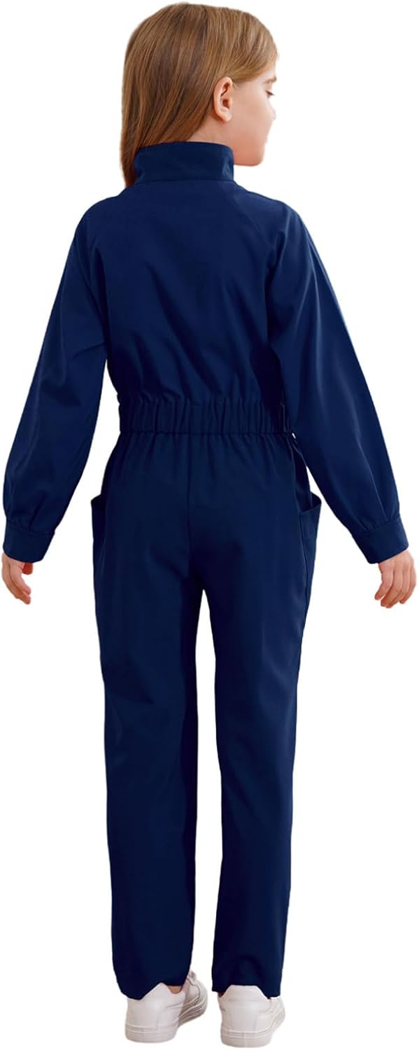 iiniim Mechanic Boiler Suit for Girls Boys Long Sleeve Loose Fit Coveralls Romper Jumpsuit Halloween Dress Up