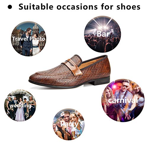 Meijiana Men’s Classic Brown Mens Loafers Faux Leather Wedding Dress Shoes, Brown-04, 12 Us #TOP3