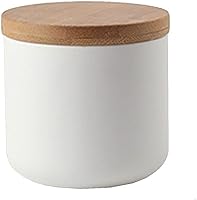 Vista 7 de Pote de almacenamiento de plato de caramelo de color puro con tapa de sello de madera