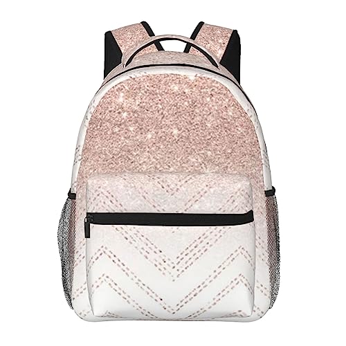 Sac à dos d'école léger pour filles et garçons avec fermeture éclair et joli motif pailleté