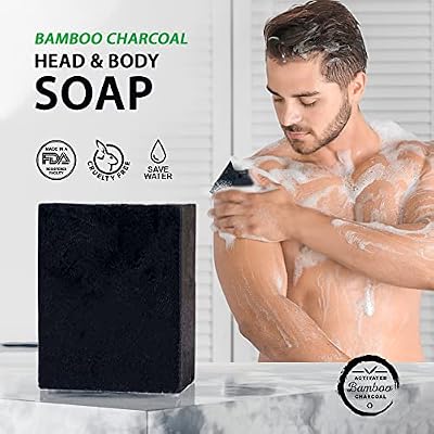 BOONBOO Bamboo Charcoal Body Soap | 7oz / 200g | African Black Bar | Deeply Purifies and Moisturizes Skin