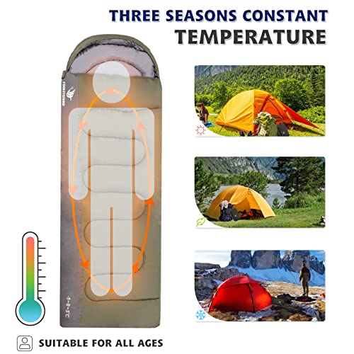 Sleeping Bag for Adults & Kids, Waterproof Lightweight Backpacking Sleeping Bags, Envelope Hooded 3 Season for Camping Hiking Outdoor Travel miniatura 3