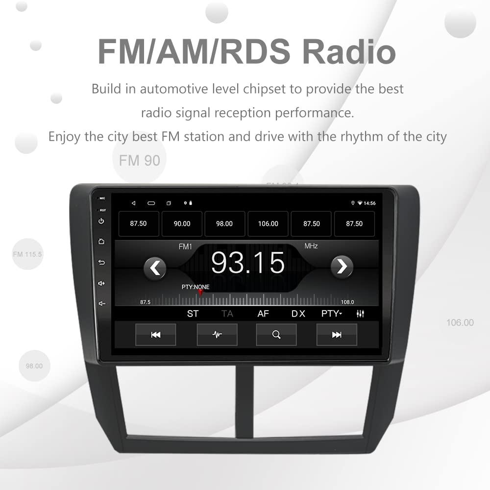 Android 13 Radio Coche para Subaru Forester/Impreza 2008-2012 con Wireless Carplay y Android Auto Pantalla táctil de 9 Pulgadas navegación GPS Bluetooth USB WiFi FM/RDS SWC Mirrorlink 2G + 32G