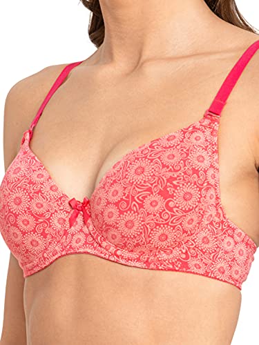 Image of Jockey 1245 Women's Under-Wired Padded Super Combed Cotton Elastane Stretch Multiway Styling T-Shirt Bra with Detachable Straps (Colors & Prints May Vary)