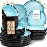 ✅ Un ensemble pour toutes les occasions : le service de table de 24 pièces exploite pleinement son potentiel de vaisselle préféré ultime. 6 assiettes plates, 6 assiettes à petit-déjeuner, 6 assiettes creuses, 6 bols – Idéal pour tous les jours comme pour des occasions spéciales