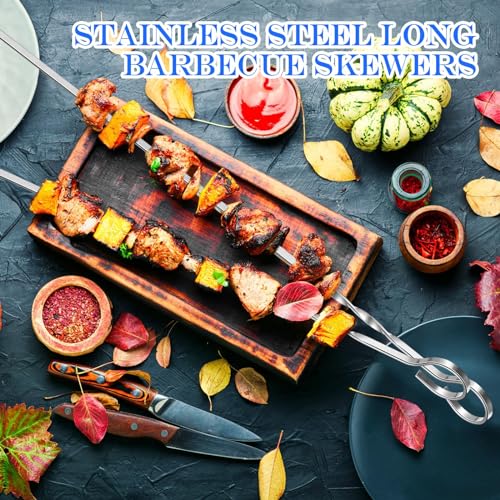 Grillspieße 12 Stück, Grill Kabob Spieße 39cm Edelstahl Lange Spieße Schaschlikspieße Fleischspieße, für Lagerfeuer Oder Grillschale