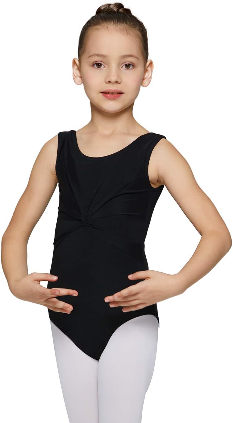 MdnMd Leotards for Girls Dance Ballet Gymnastics Sleeveless Tank with Mesh Cross Front - Image 3