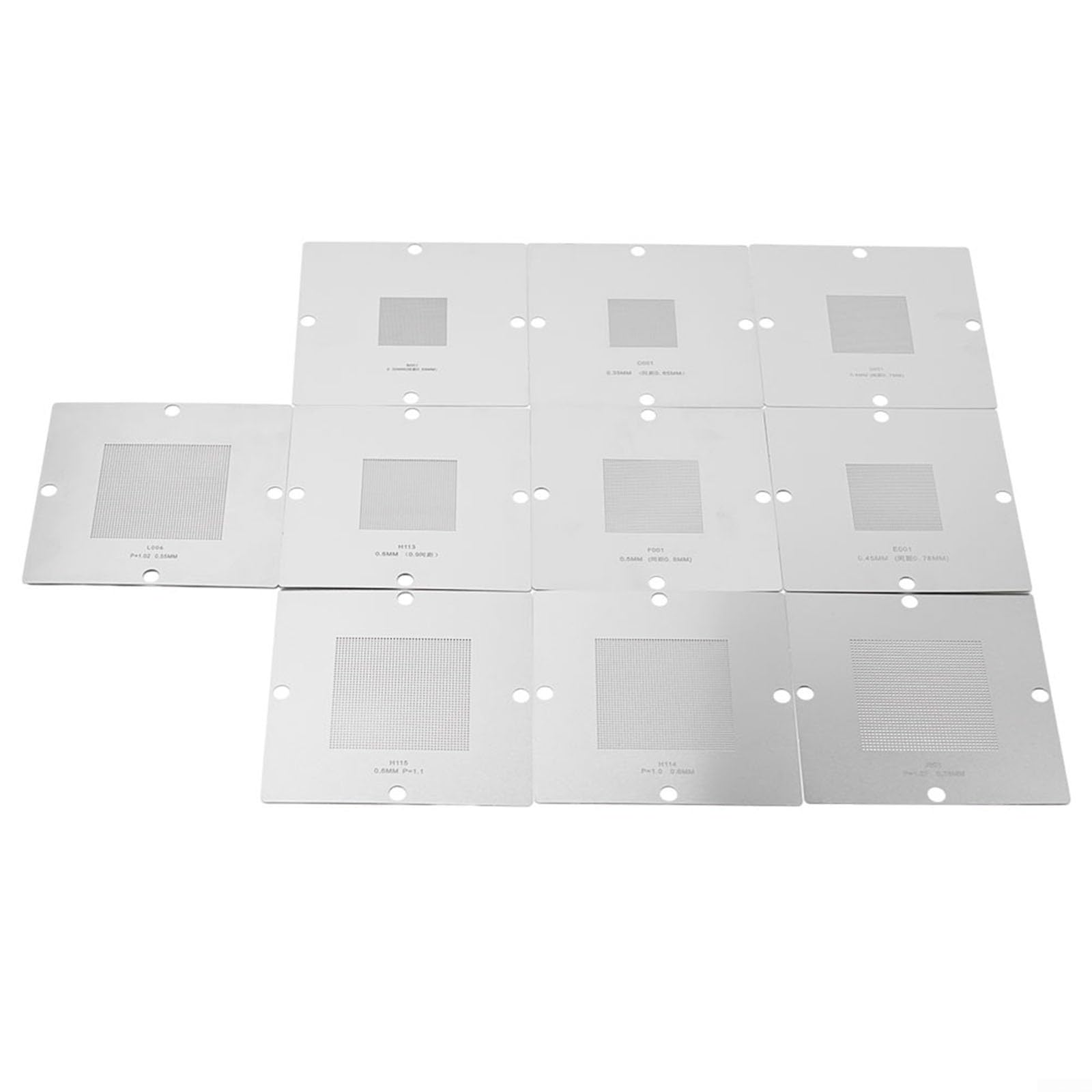 90 mm per bga Reballing Station Set con 10 stencil 0,3 mm-0,76 mm supporto in metallo per PCB saldatura, dissaldante, strumento di riparazione argento (BGA jig + 10 stencil)
