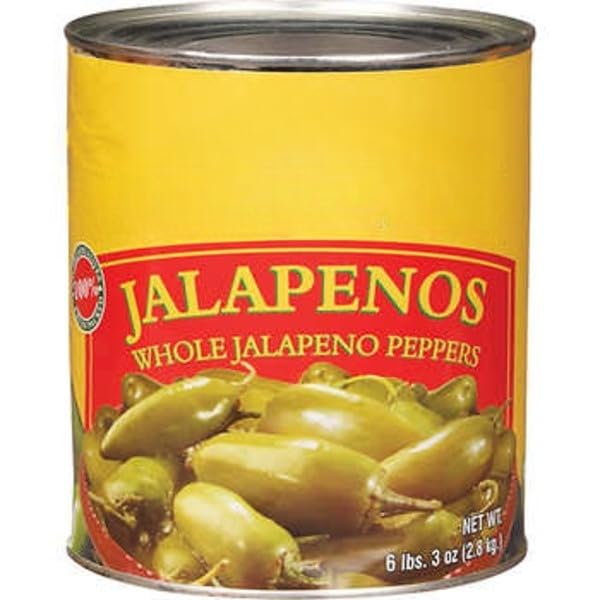 Whole Jalapeno Peppers, Hand-picked peppers for a consistent and delicious taste, Perfect for nachos, tacos, sandwiches, and more, TOTAL NET WT [ 6 lb, 96 oz ]