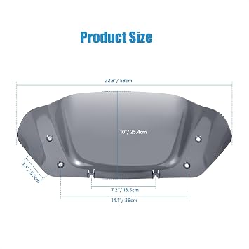 10 Wave Windshield Windscreen Wind Splitter Compatible for Harley Street Glide FLHX 2024-2025, CVO Street Glide FLHXSE 2023-2025, FLHXU 2025 (Dark Smoke)