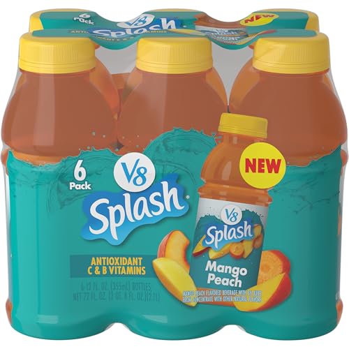 Image of V8 Splash Mango Peach Flavored Beverage, 12 oz. (6 pack)