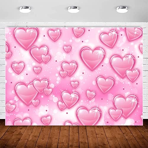 Pink Heart Early 2000s Backdrop Y2K Party Decorations,90s