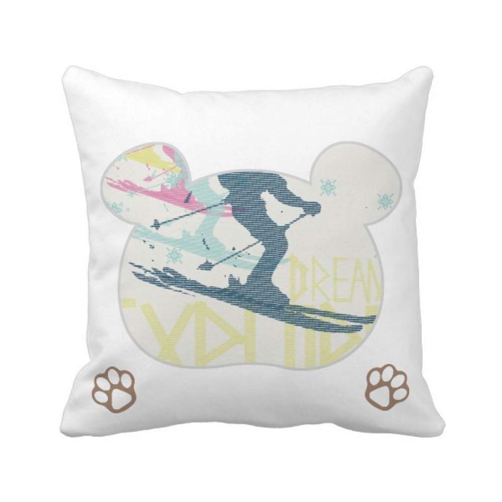 Housse de coussin ours sport d hiver lavable pour deco coloree