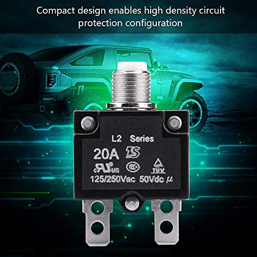 Thermal Overload Protector, Ac 125/250V Push Button Circuit Breaker Advanced Fitness Power Entry Thermal Circuit Breaker Protector (20A) Generator Circuit Breaker 5000 Watt Generator Circuit Breaker #TOP6