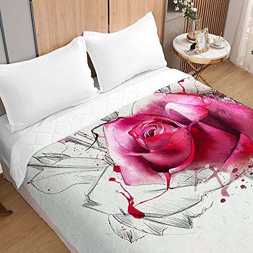 Colcha de verano transpirable y ligera con manta suave 3D rosa flor 6
