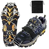 Crampones de acero inoxidable de 23 dientes: los crampones reforzados con dientes de acero inoxidable de 23 dientes se pueden fijar firmemente en todos los zapatos y evitar el movimiento lateral. Mediante el diseño de púas y cadenas de nieve reforzadas, se garantiza una mayor resistencia y una mayor durabilidad. Adecuado para césped helado, nevado y húmedo o tramos de carretera peligrosos.
