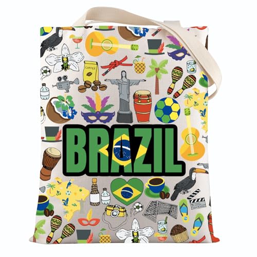 VAMSII Presente de lembranças do Brasil, bolsa com tema de marcos do Brasil, presente para amantes de viagens ao Brasil, Bolsa Usbraziltote