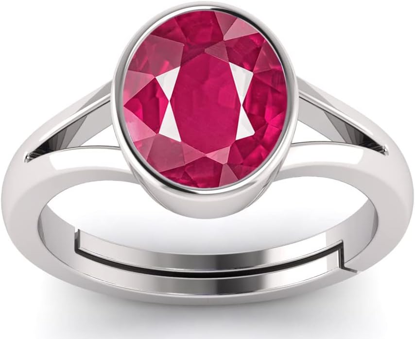 JEMSPRIME5.25 Ratti 4.00 Carat A+ Quality Ruby Manik Gemstone Good Plated Ring for Women's and Men's By Lab Certified