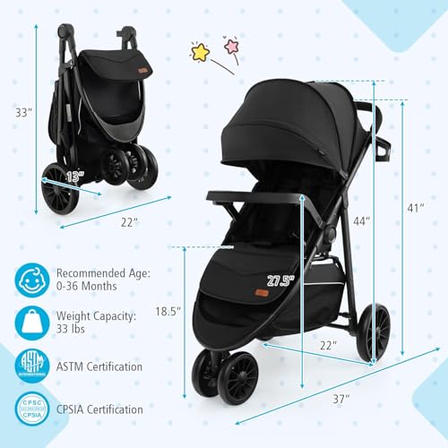 Baby Joy Jogging Stroller, Jogger Travel System With 5-Point Safety Harness thumb #5