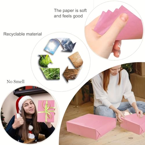 72 Blatt Seidenpapier Rosa, 50 x 70 cm - Geschenkpapier für Blumenstrauß & Pompon-Verpackung