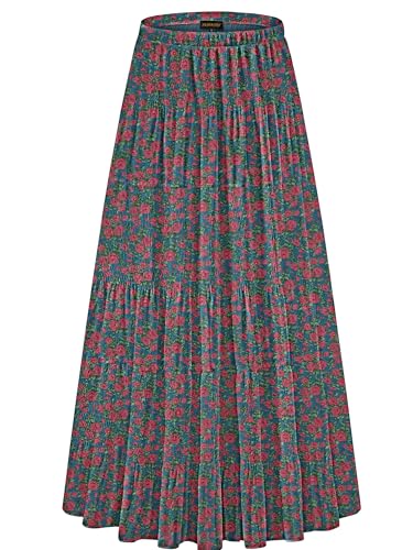 Image of NASHALYLY Women's Chiffon Elastic High Waist Pleated A-Line Flared Maxi Skirts