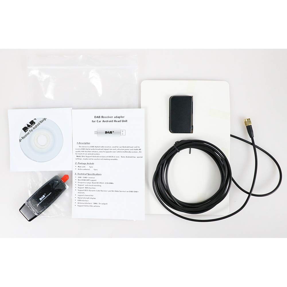 Ricevitore/adattatore DAB con antenna - adatto per Android 5.1 e versioni successive.