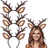 Yssreey 4 Pack Deer Antler Headbands Deer Costume Women's Fawn Horn Headband Reindeer Headband with Antler Ears Animal Cosplay Costume for Halloween Christmas Party Favors