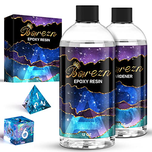 Bsrezn Clear Epoxy Resin 24OZ, Crystal Clear Hard Casting Resin...