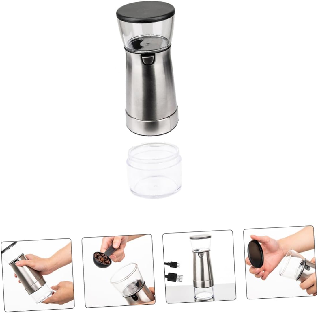PRETYZOOM Electric Coffee Bean Grinder Quiet Removable Cup Style Stainless Steel Burr