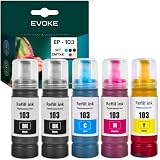 EVOKE 103 XL Zestaw tuszy kompatybilny z Epson EcoTank L3251 L3250 L3150 L3151 L3260 L3256 (Zestaw CMYK + czarny) 31500 Stron 350 ml