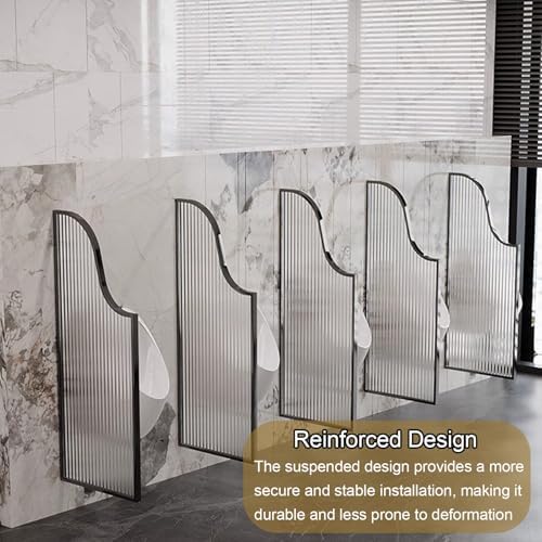 Wall-Mounted Men's Urinal, Translucent Glass Divider for Public Restrooms, Hotel & Mall Toilet Protection (Black, 40x150cm)