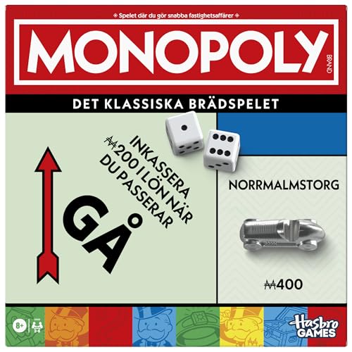 Brädspelet Monopoly med förvaringsbricka och större spelpjäser - Svensk version