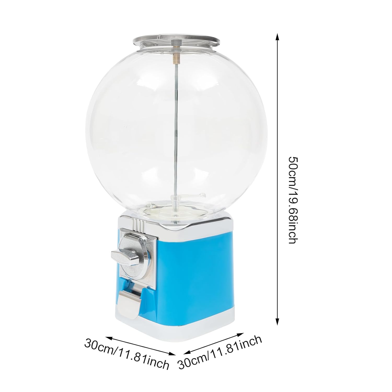 Commercial Gumball Machine for Kids, 500Pcs 1.26Inch Big Capsule Toy Vending Machine w/Key, Countertop Ball Bulk Vending Machine Candy Gumball Machine Bank for $1 Coins Only (Blue)