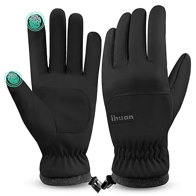 ihuan Winter Waterproof Ski Gloves Men Women, Snow Warm Cycling Cold Weather, Driving Biking Running