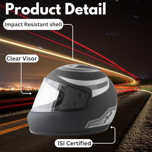 Image of Sage Square Audi Kimi Full Face Helmet | ISI Certified | Clear Visor | Ultra Comfort Inner Padding Extra Comfort & Stylish