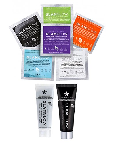 GLAMGOW Mask TEASER (8 Pc) Boxed -1 ea YOUTHMUD(0.17 oz), SUPERMUD(.07 oz), THIRSTYMUD (0.10 oz), POWERMUD (0.10 oz), FLASHMUD(0.10 oz), GRAVITYMUD (0.17 oz), YouthCLEANSE(1 oz), SuperCLEANSE(1 oz)