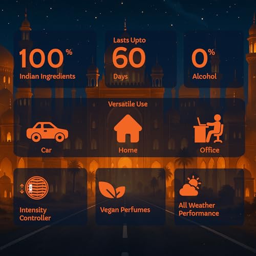 Image of Kooji Can Car Perfume + 5ml Car Hanging Perfume Pendant (Free)-Arabian Night Scent-Long-Lasting, Alcohol-Free, Oud & Saffron Oriental Fragrance-For Car, Home, or Office Use-Lasts Up to 60 Days